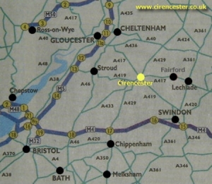 Cirencester area map