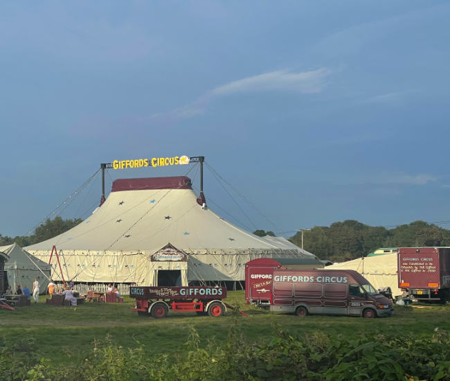 Giffords Circus on Stratton Meadow, Cirencester