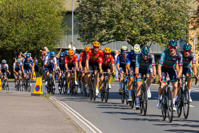 Tour of Britain cyclists passing through Cirencester on 9th September<br>Photo: John Spreadbury